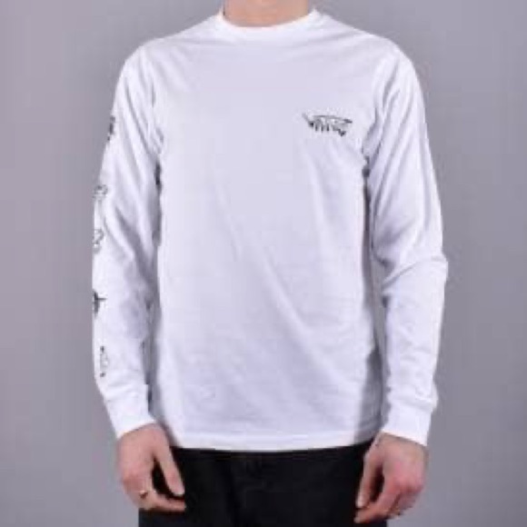 Vans White Long Sleeve Tee with Graphic Accents - Picture 1 of 5